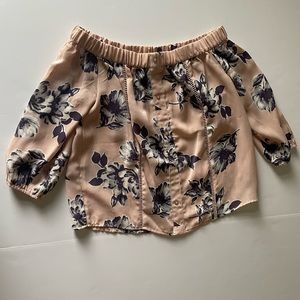 Blush off the shoulder blouse